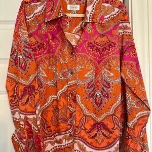 Talbots Orange and Pink Paisley Blouse
